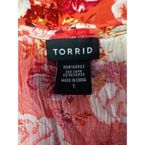 Torrid Floral Print Coral Sleeveless Top With Braided Straps Size 1X - Picture 4 of 6